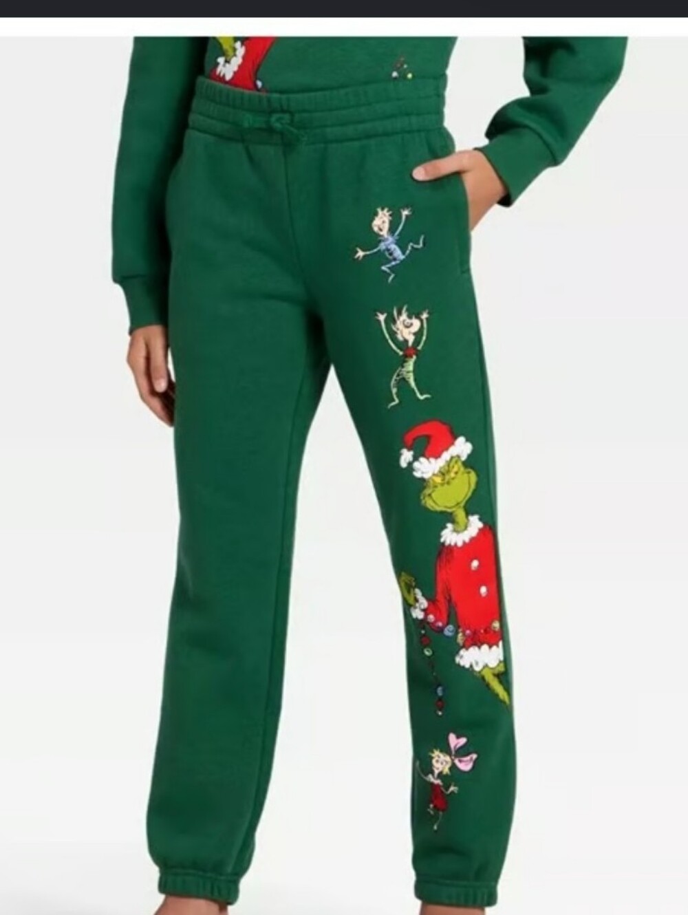 Women's The Grinch Evergreen Fleece Sweatpants Size XXS Dark Green NWT